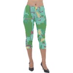 Green Retro Games Pattern Lightweight Velour Capri Leggings 