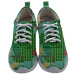 Green Retro Games Pattern Mens Athletic Shoes