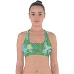 Green Retro Games Pattern Cross Back Hipster Bikini Top 