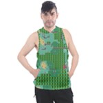 Green Retro Games Pattern Men s Sleeveless Hoodie