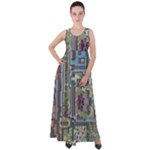 Arcade Game Retro Pattern Empire Waist Velour Maxi Dress