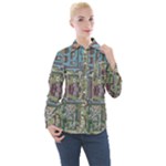 Arcade Game Retro Pattern Women s Long Sleeve Pocket Shirt