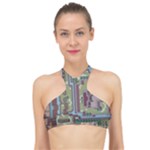 Arcade Game Retro Pattern High Neck Bikini Top