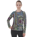 Arcade Game Retro Pattern Women s Pique Long Sleeve T-Shirt