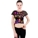 Star Colorful Christmas Xmas Abstract Crew Neck Crop Top