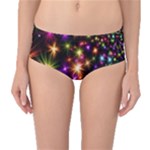 Star Colorful Christmas Xmas Abstract Mid-Waist Bikini Bottoms