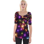 Star Colorful Christmas Xmas Abstract Wide Neckline T-Shirt