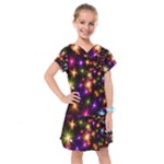 Star Colorful Christmas Xmas Abstract Kids  Drop Waist Dress