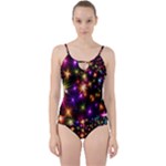 Star Colorful Christmas Xmas Abstract Cut Out Top Tankini Set
