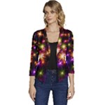 Star Colorful Christmas Xmas Abstract Women s Casual 3/4 Sleeve Spring Jacket
