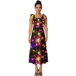 Star Colorful Christmas Xmas Abstract Tie-Strap Tiered Midi Chiffon Dress