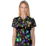 Star Colorful Christmas Abstract V-Neck Sport Mesh T-Shirt