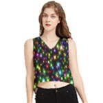Star Colorful Christmas Abstract V-Neck Cropped Tank Top