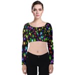 Star Colorful Christmas Abstract Velvet Long Sleeve Crop Top