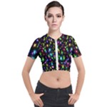 Star Colorful Christmas Abstract Short Sleeve Cropped Jacket
