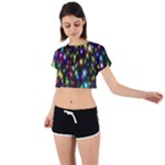 Star Colorful Christmas Abstract Tie Back Short Sleeve Crop T-Shirt