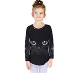 Black Cat Face Kids  Long Sleeve T-Shirt
