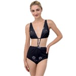 Black Cat Face Tied Up Two Piece Swimsuit