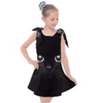 Black Cat Face Kids  Tie Up Tunic Dress
