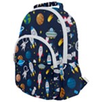 Big Set Cute Astronauts Space Planets Stars Aliens Rockets Ufo Constellations Satellite Moon Rover Rounded Multi Pocket Backpack