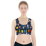 Big Set Cute Astronauts Space Planets Stars Aliens Rockets Ufo Constellations Satellite Moon Rover Sports Bra With Pocket