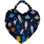 Big Set Cute Astronauts Space Planets Stars Aliens Rockets Ufo Constellations Satellite Moon Rover Giant Heart Shaped Tote