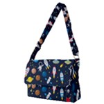 Big Set Cute Astronauts Space Planets Stars Aliens Rockets Ufo Constellations Satellite Moon Rover Full Print Messenger Bag (M)