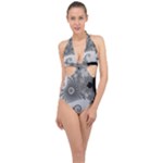 Males Mandelbrot Abstract Almond Bread Halter Front Plunge Swimsuit