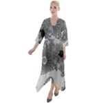 Males Mandelbrot Abstract Almond Bread Quarter Sleeve Wrap Front Maxi Dress