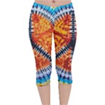 Tie Dye Peace Sign Velvet Capri Leggings 