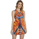 Tie Dye Peace Sign Sleeveless High Waist Mini Dress