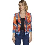 Tie Dye Peace Sign Women s Casual 3/4 Sleeve Spring Jacket