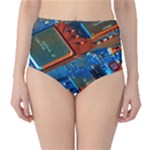 Gray Circuit Board Electronics Electronic Components Microprocessor Classic High-Waist Bikini Bottoms