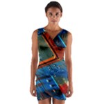 Gray Circuit Board Electronics Electronic Components Microprocessor Wrap Front Bodycon Dress