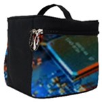 Gray Circuit Board Electronics Electronic Components Microprocessor Make Up Travel Bag (Small)