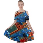 Gray Circuit Board Electronics Electronic Components Microprocessor Cut Out Shoulders Chiffon Dress