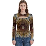 Barcelona Stained Glass Window Women s Cut Out Long Sleeve T-Shirt