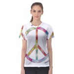 Flourish Decorative Peace Sign Women s Sport Mesh T-Shirt