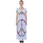 Flourish Decorative Peace Sign High Waist Short Sleeve Maxi Dress