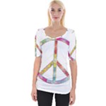 Flourish Decorative Peace Sign Wide Neckline T-Shirt