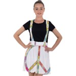 Flourish Decorative Peace Sign Velvet Suspender Skater Skirt