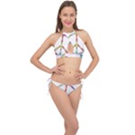 Flourish Decorative Peace Sign Cross Front Halter Bikini Set