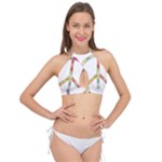 Flourish Decorative Peace Sign Cross Front Halter Bikini Top