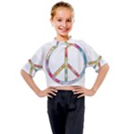 Flourish Decorative Peace Sign Kids Mock Neck T-Shirt