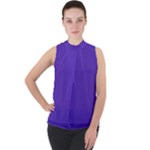 Ultra Violet Purple Mock Neck Chiffon Sleeveless Top