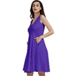 Ultra Violet Purple Sleeveless V-Neck Skater Dress with Pockets