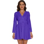 Ultra Violet Purple Long Sleeve V-Neck Chiffon Dress 