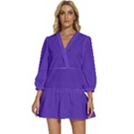 Ultra Violet Purple V-Neck Placket Mini Dress