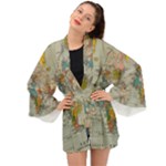 Illustration Ukrainian Folk Seamless Pattern Ornament Long Sleeve Kimono