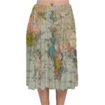 Golf Course Par Green Velvet Flared Midi Skirt